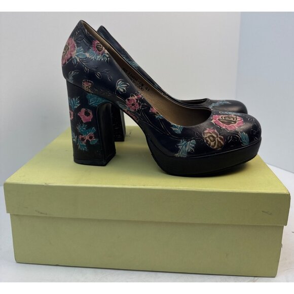 L'Artiste by Spring Step Women's Handpainted Block Heels Julianna Size 41 US 9.5 - Picture 2 of 11